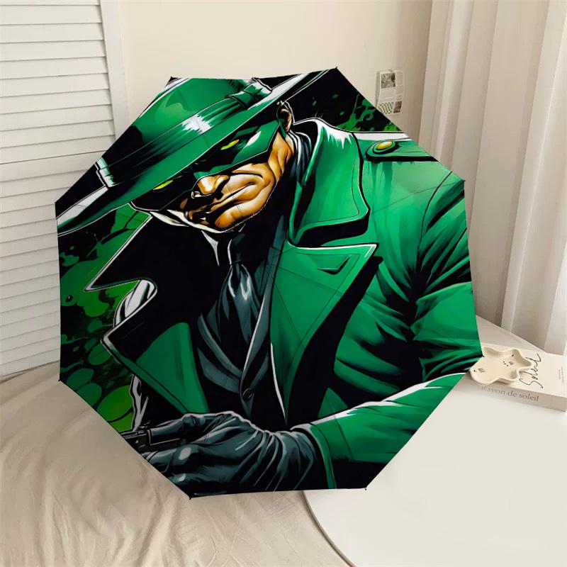 1pc Green Lantern Automatic Open/Close Umbrella Compact Folding Umbrella with 8-Rib Shaft lightweight esign, for Women/Men1153A