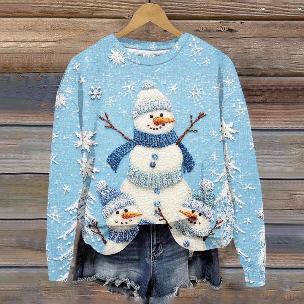 Женский рождественский спортивный худи с длинными рукавами и круглым вырезом