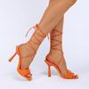 Летние женские босоножки на высоком каблуке 11 см, сексуальные сандалии-гладиаторы со шнуровкой и перекрестным ремешком, женские оранжевые подиумные туфли на платформе, фетиш-обувь