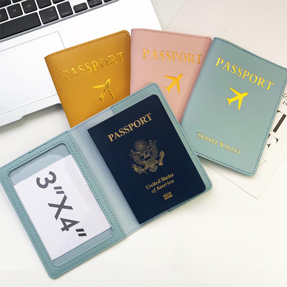 "PU Leather Luggage Tag & Passport Cover Set with Cross-Border Airplane Design"