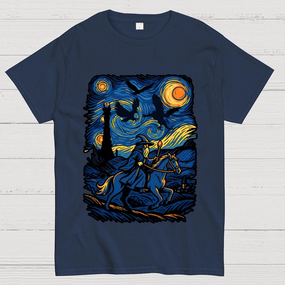 Ride in the starry night Cotton Summer Casual Cool Loose T-Shirt