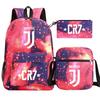 Cristiano Ronaldo Print Teenage School Backpack Set 3pcs Oxford Fabric Unisex Shoulder Bag High Students