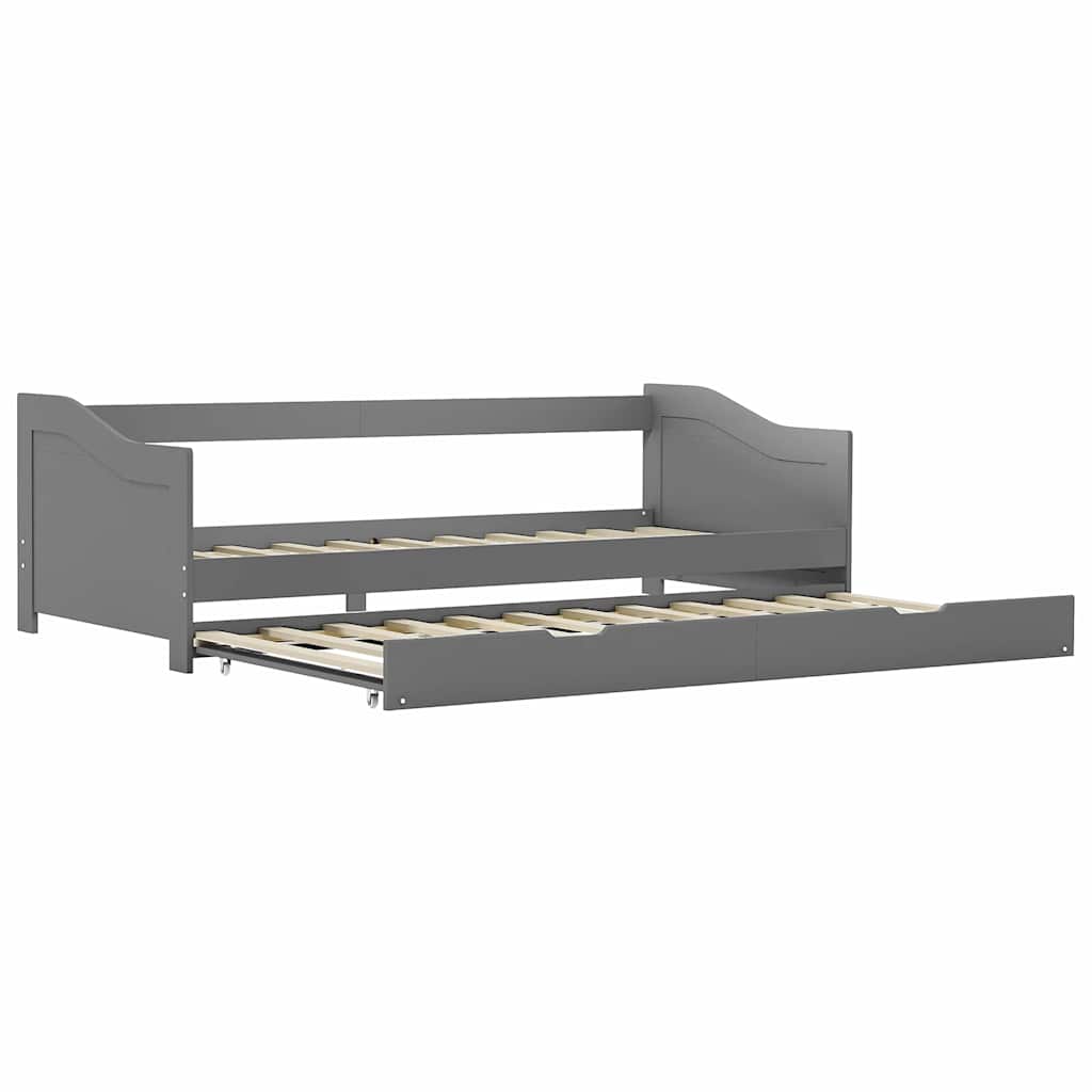 Pull Out Sofa Bed Frame Gray Pine Wood 90*200 cm