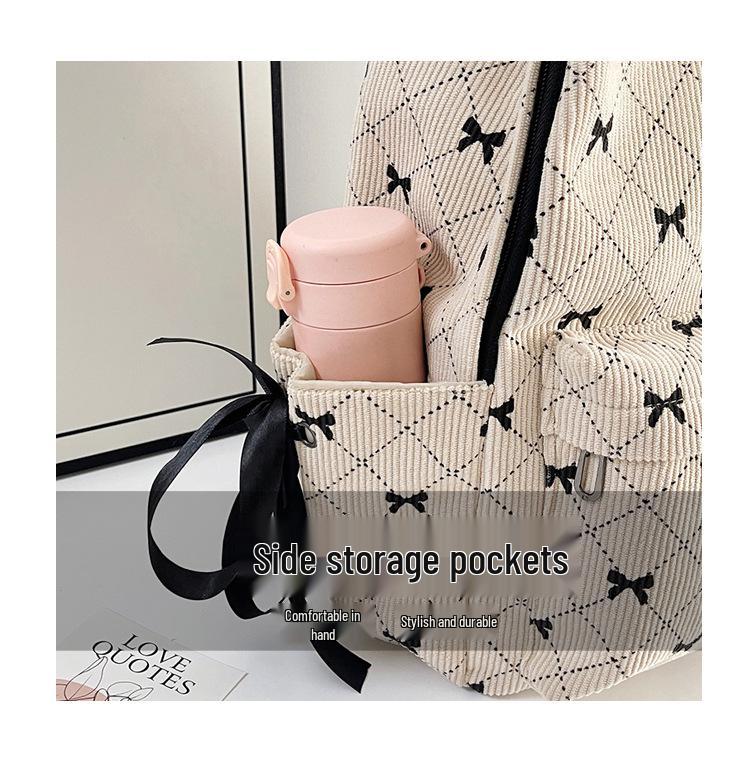 Women's Bowknot Corduroy Casual Backpack – Versatile Fall/Winter  Style