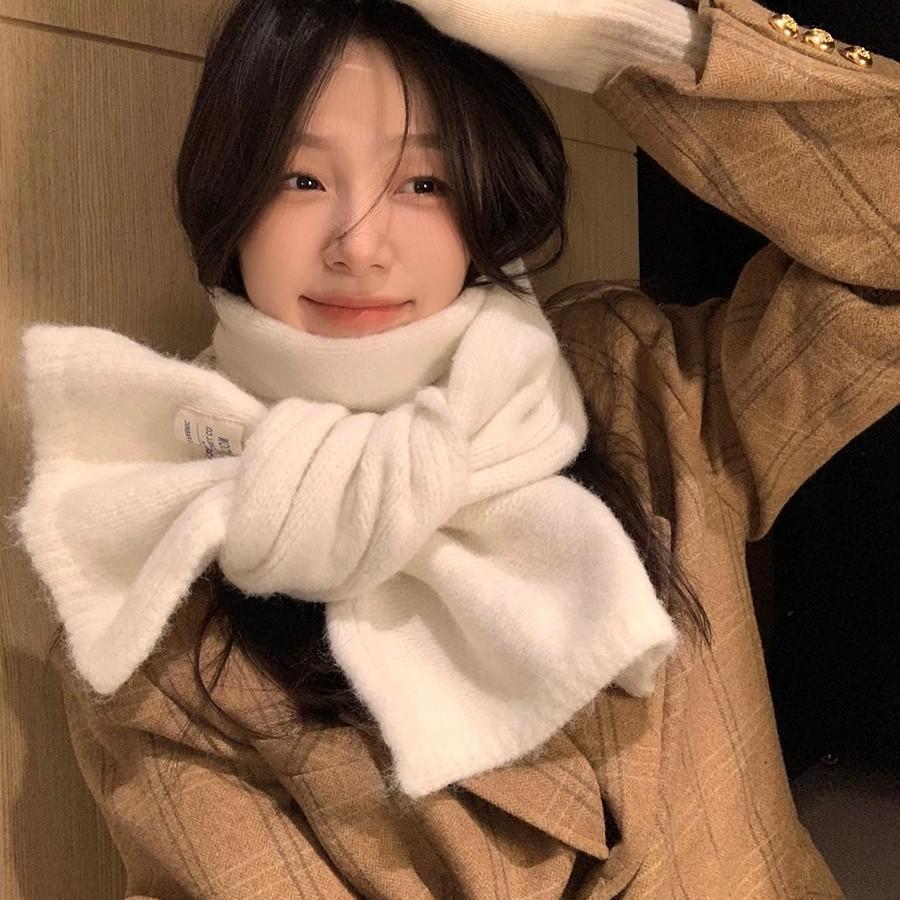 Новый вязаный шерстяной вязаный кашемировый шарф для женщин и пар, новый универсальный однотонный шарф для зимы