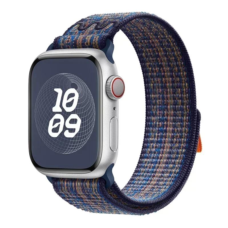 Нейлоновый спортивный ремешок-петля для Apple Watch Band Ultra 2 49мм 46мм 45мм 44мм 41мм 42мм 40мм Браслет iWatch 10 9 8 7 6 5 SE Ремешок для часов