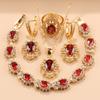 Бразилия Роскошное Качество Свадебный Свадебный Аксессуар Позолоченные Цветочные Наборы Ювелирных Изделий Циркон Серьги Ожерелье Браслет Кольцо