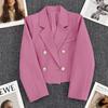 Spring Women Breasted Office Cropped Blazer Lapel Solid Color Long Sleeve Double Jacket Suit Coat