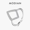 MODIAN 925 Sterling Silver Geometric Ring Fashion Cubic Zirconia Finger For Women Engagement Simple Jewelry