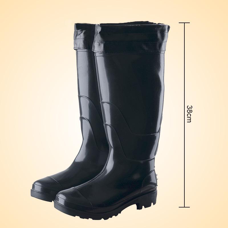 Men's Waterproof Non-Slip Rain Boots - High-Top Rubber Shoes with Velvet Lining, Acid and Alkali Resistant.