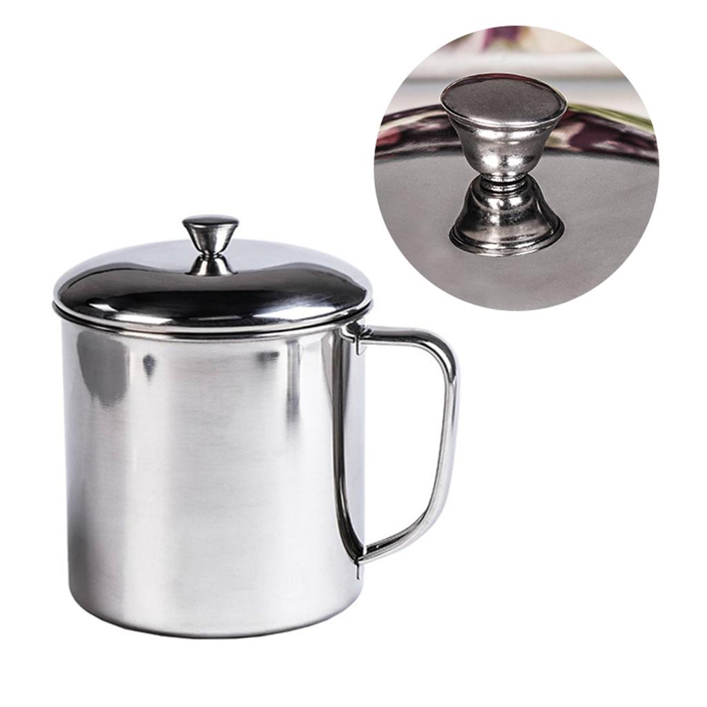 Portable Water Cup 350ml 304 Stainless Steel Rust Proof Tea Mug with Lid and Handle for Milk Juice Drink