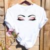 Women Print T-shirts Watercolor Eye Lashes Eyelashes Trend Graphic Tops Fashion Short Sleeve Summer Shirt Female Tees