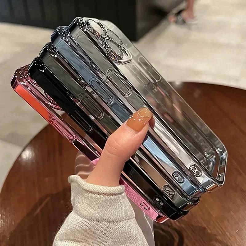 Прозрачный чехол с покрытием для iPhone 17 Air 16 1 14 13 11 12 Pro Max Plus 13 12 Mini, силиконовая накладка с защитой всей камеры