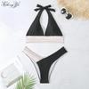 2024 Оригинальный купальник из Европы и США, женский раздельный бикини, сексуальный купальник из двух частей с жаккардовым галстуком