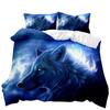 Wolf Duvet Cover Set 3D Animal Theme Bedding Set Retro Cool Wild Wolf Blue Sky Double Queen King Size Soft Polyester Qulit Cover