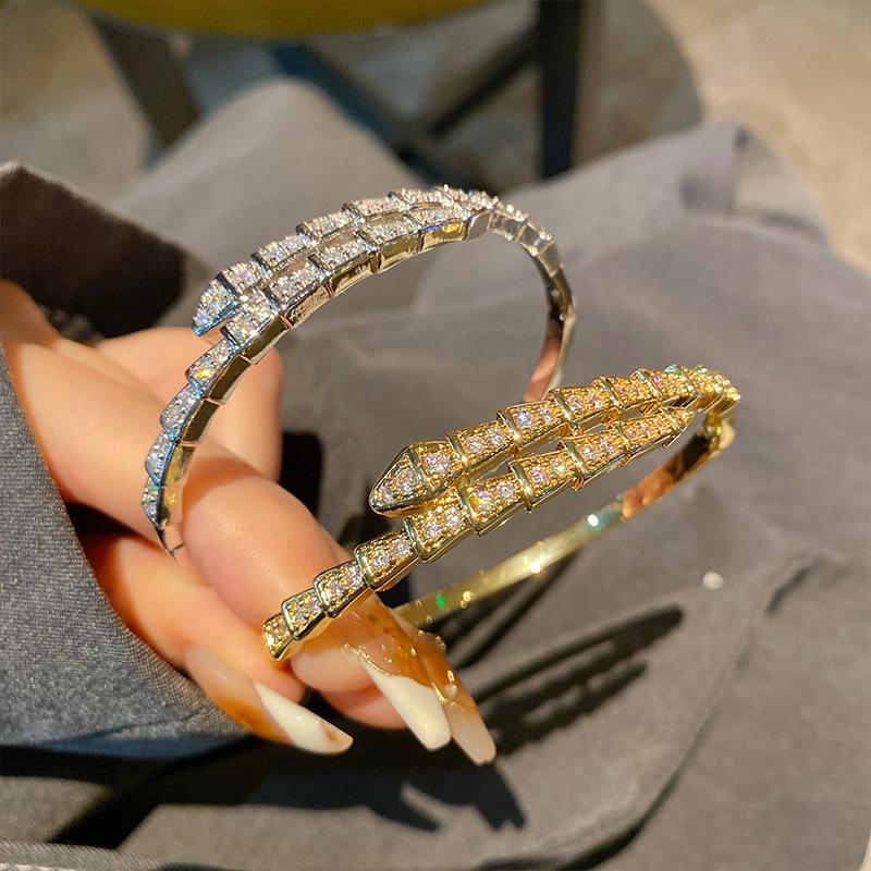 Half Snake European and American Hot Selling Copper Plated T-shaped Zircon Women's Bracelet