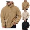 Men's Casual Fashion Lapel Hooded Solid Color  Fleece Jacket