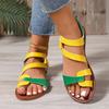 Women's Color Blocked Flat Sandals and Beach Slippers