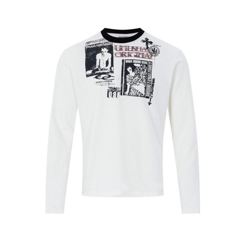 Mens Long Sleeve T Shirt Street Style Graphic Print Casual Cotton Tee Youth