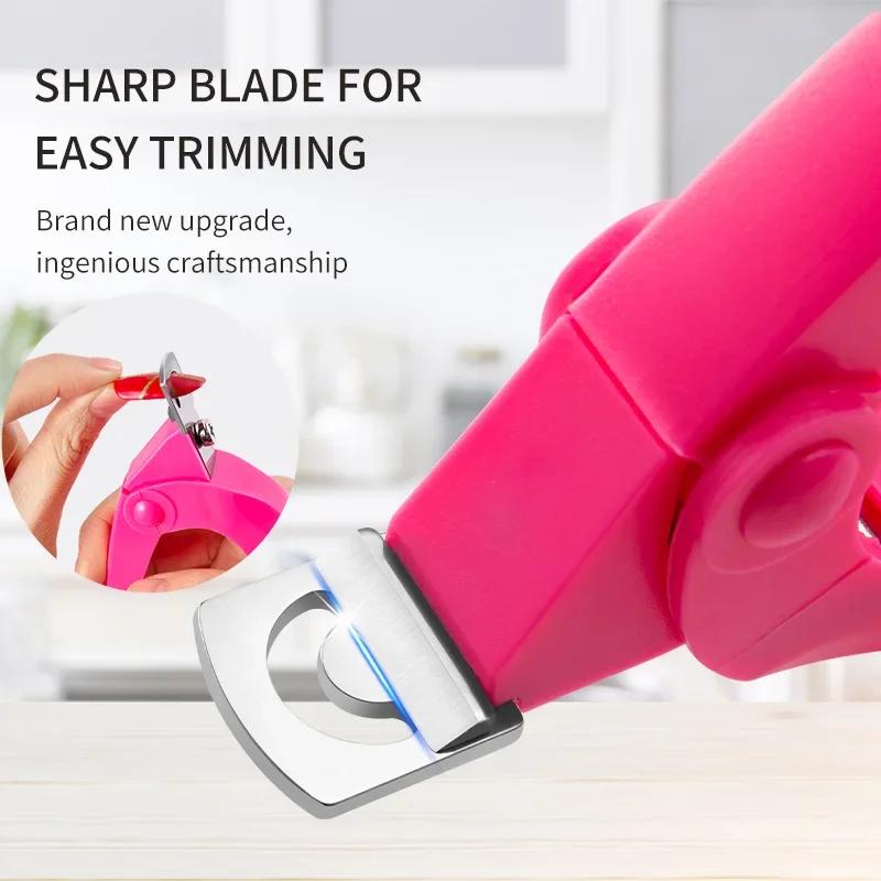 U Shaped Anti Splash Nail Clipper Acrylic Fake Nails Scissor Nail Tip Edge Cutter Trimmer Manicure with Sizer Precise Cutting Manicure Tools Home Use
