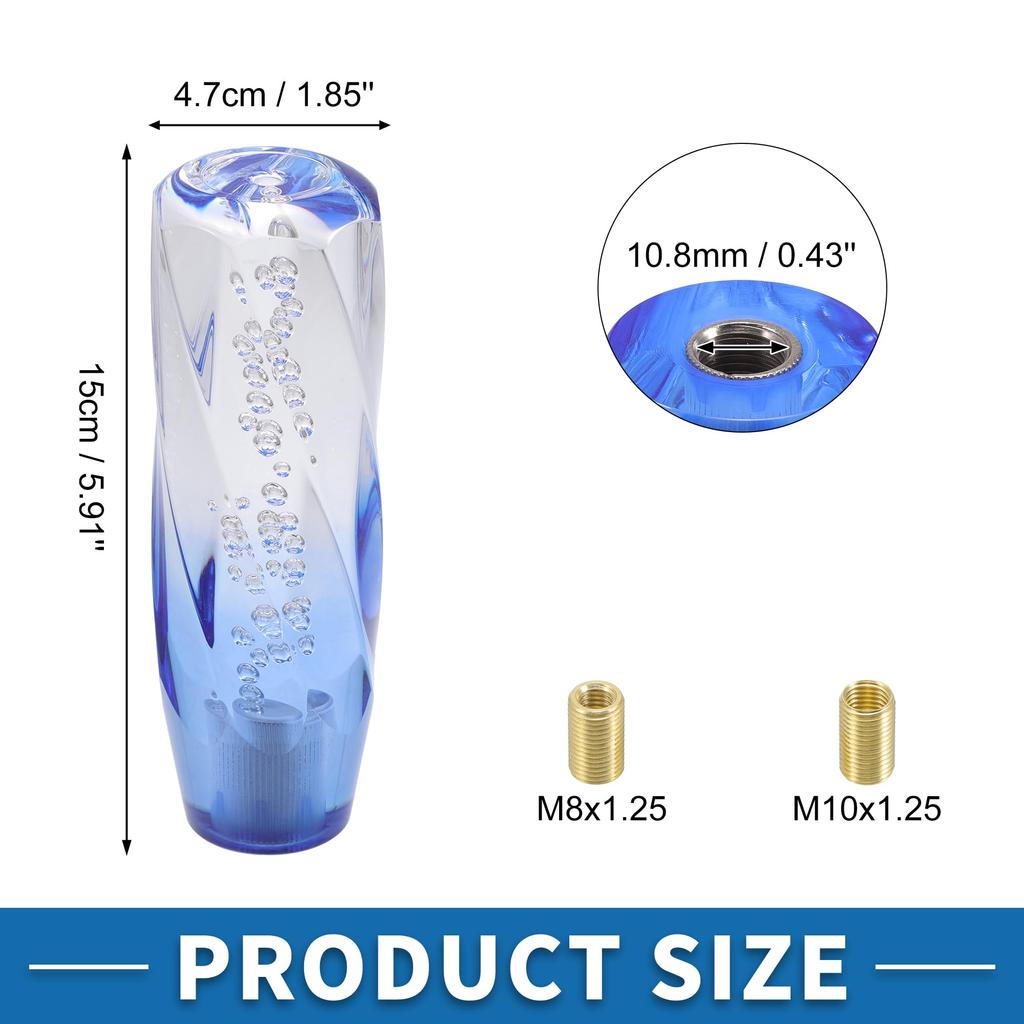 AABSOPRO Универсальная ручка переключения передач 15 см Ручка рычага переключения передач с 2 адаптерами для автомобилей с автоматической и механической коробкой передач Акриловая Синяя Прозрачная