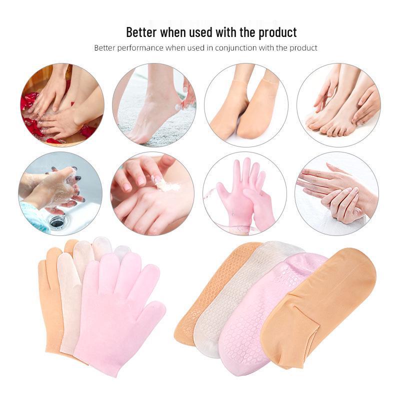 Honeycomb Gel Socks & Gloves Set: Soft Shock-Absorbing Beach Socks and Essential Oil Hand Care Gel Gloves