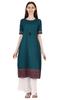 Solid A-Line Kurtis For Women Poly Crepe Short Sleeve Buttoned Long Ethic