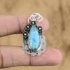 Natural Larimar Gemstone Pendant Blue 925 Sterling Silver Indian Jewelry