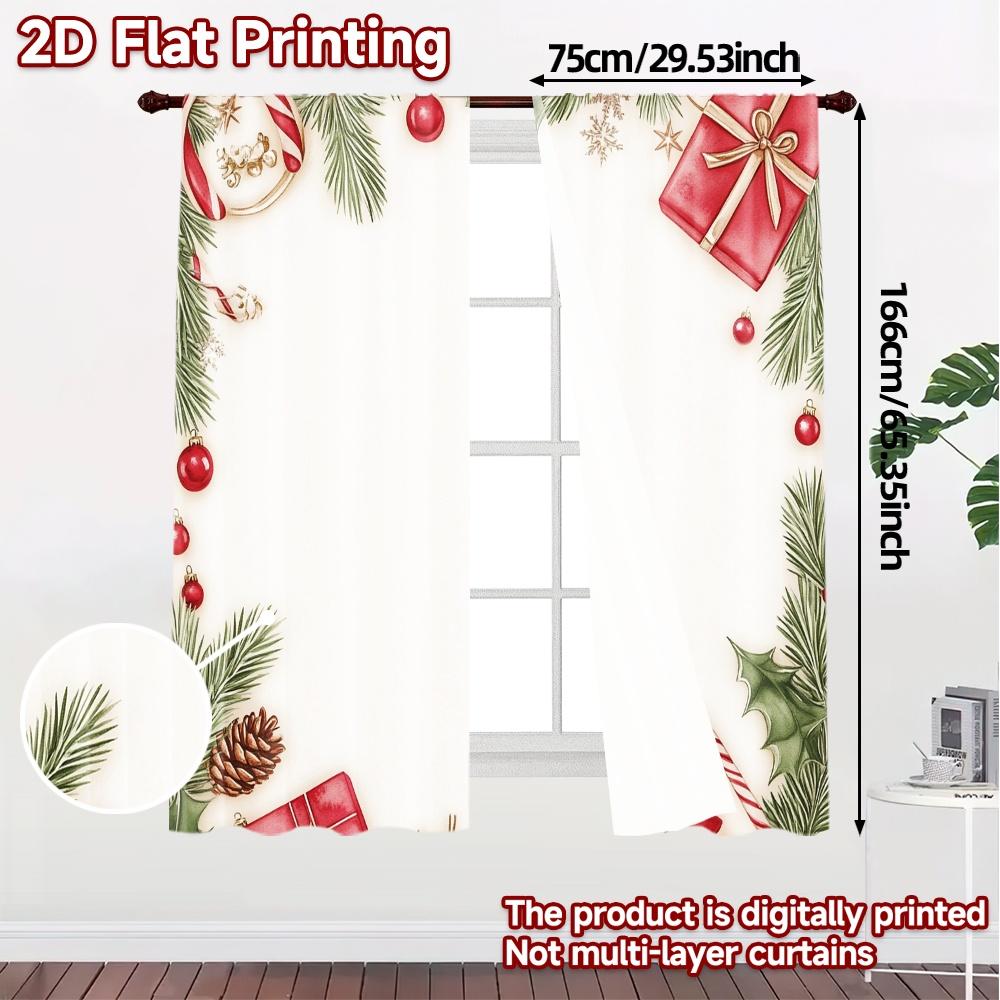 2pcs,Curtains Christmas Ornaments Festive Gifts Festive Modern Creative Curtains Polyester Easy Install Curtains Festive for