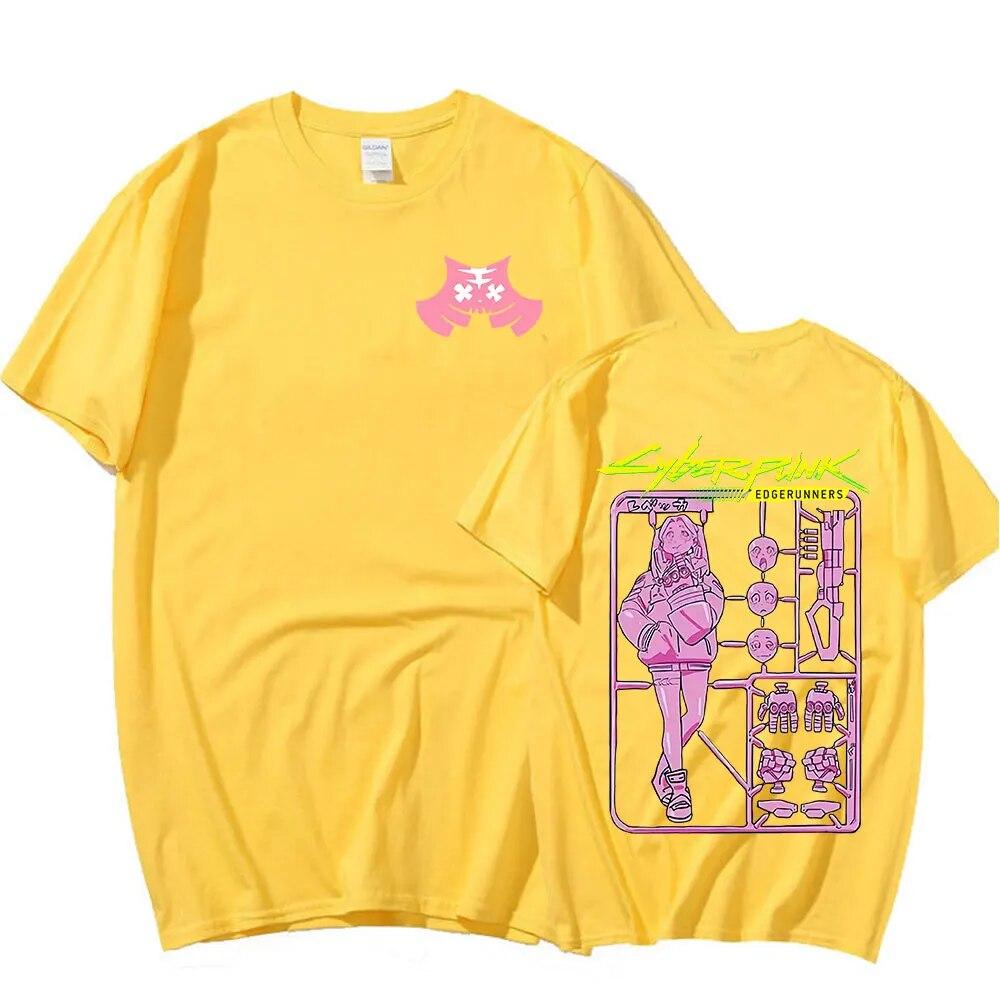 Футболка японского аниме Cyberpunk Edgerunners Rebecca Unisexga, футболка с короткими рукавами и рисунком, футболка большого размера, винтажные футболки, уличная одежда