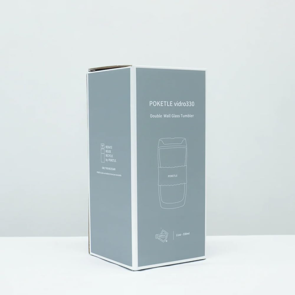 Стеклянный стакан POCKETLE с крышкой, 330 мл, с двойными стенками, термостойкий, можно мыть в посудомоечной машине, без BPA, Vidro 330, цвет слоновой кости
