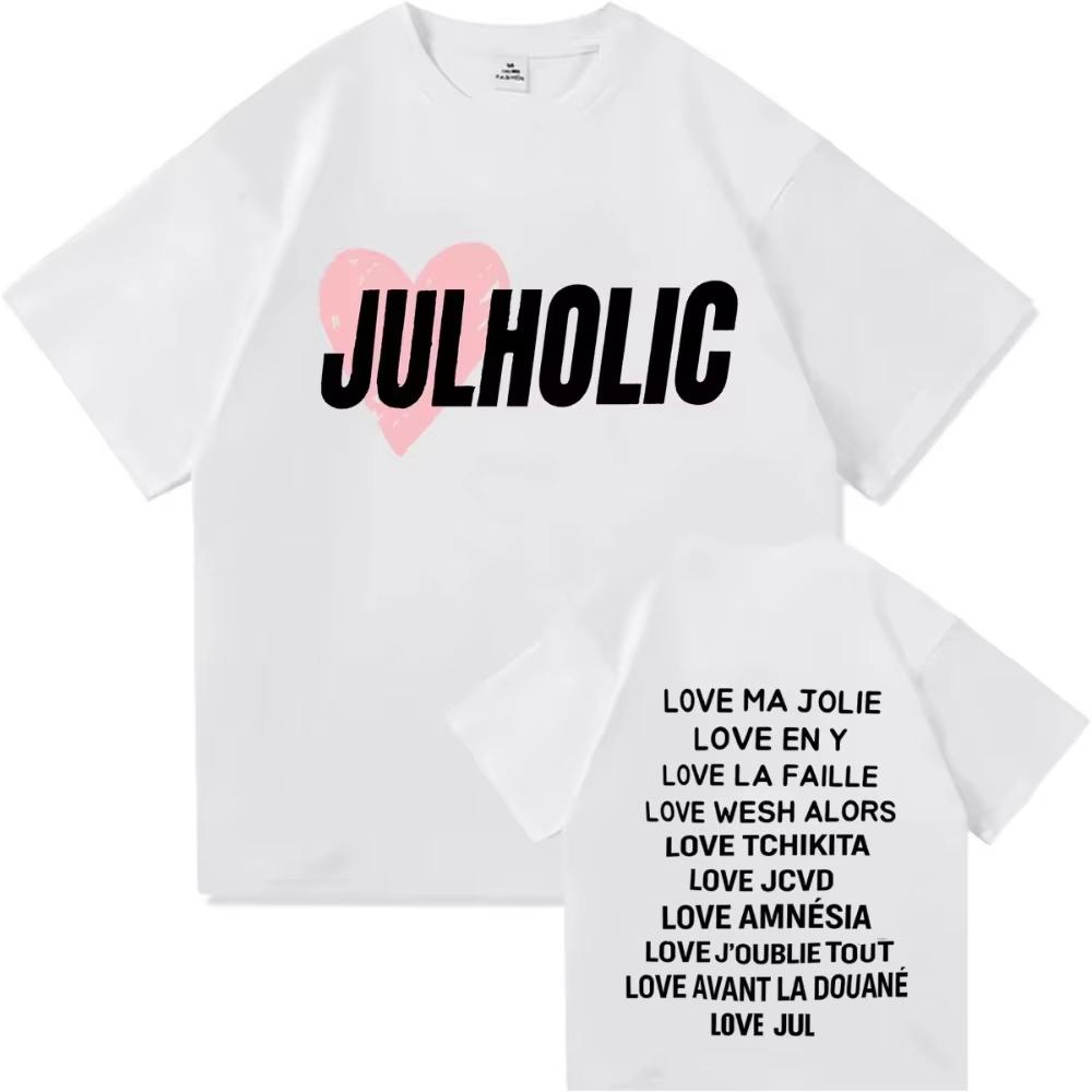 2026 New JULHOLIC French Rap Tracklist Print Unisex Loose Casual Daily Hip Hop Pure Unisex And Unisex TShirt