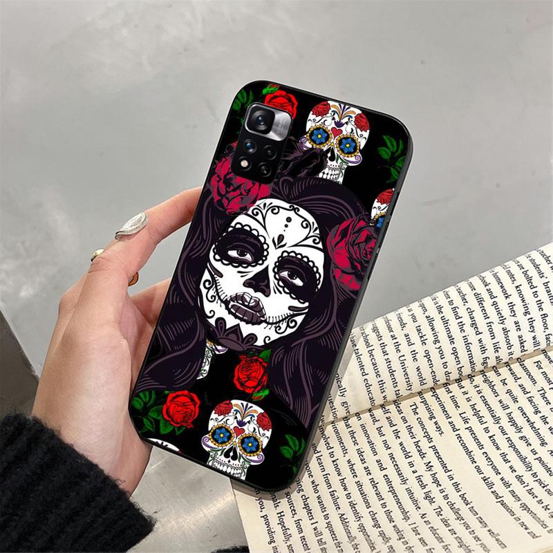 Phone Case For Xiaomi Redmi note 13 12S 12 Pro 11S 11 10 Pro 10S 12S Redmi 10 10C 9C 13C Skull Skeleton Woman