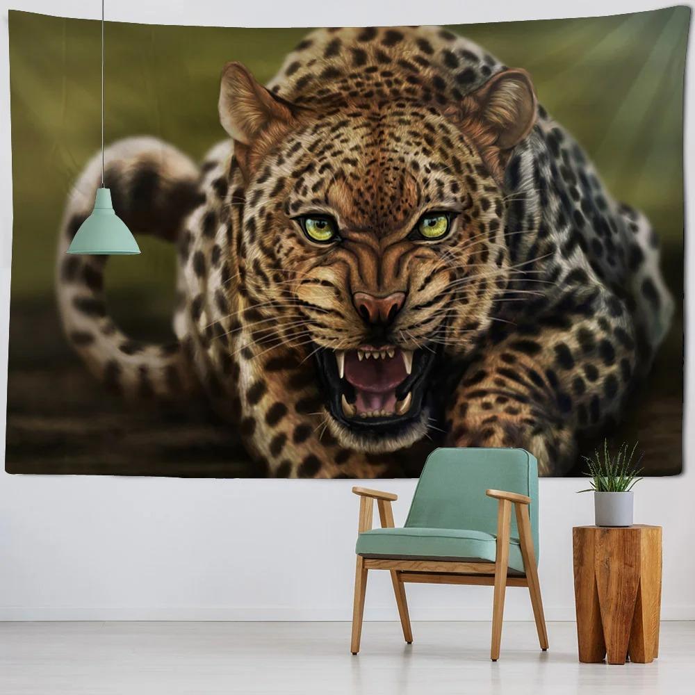 Cheetah Elephant Wildlife Tapestry Office Living Room Tapestry Home Wall Decoration Tapestry
