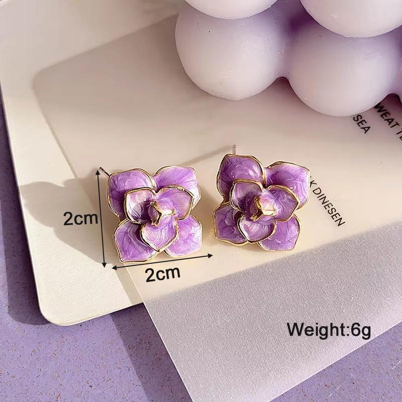 Purple Women Dangle Earrings Small Round Unusual Earrings Flower Butterfly Hanging earrings pendientes