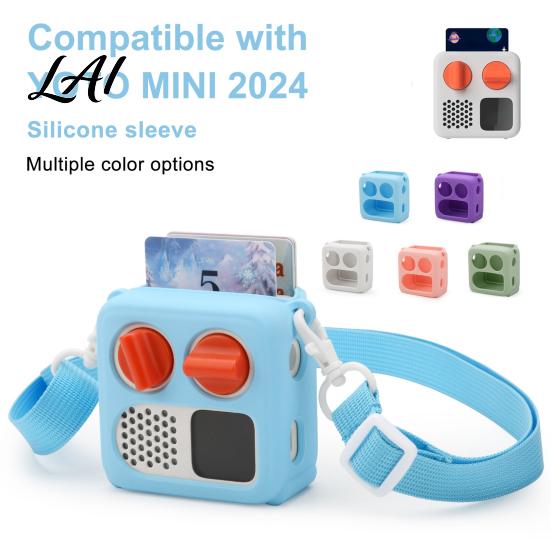 Compact Storage Case with Lanyard Shockproof Bumper Adjustable Lanyard Soft Silicone Protective Cover Card Slot for Yoto Mini 2024 Pouch Children