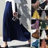 Women's Summer Pleated Chiffon Elastic High Waist Double Layer Long Skirt