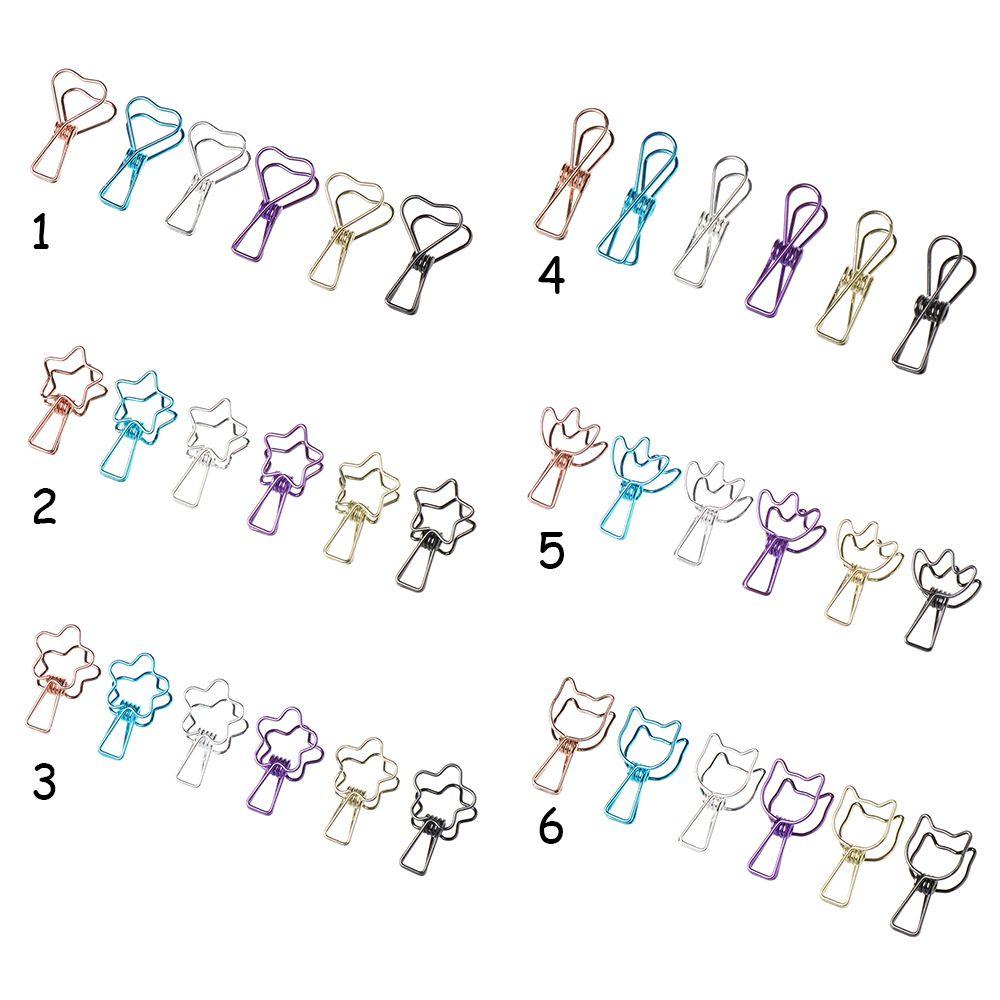 DIY School Stationery Solid Color Metal Fish Clip Office Supply Binder Clip Hollowed Out Design