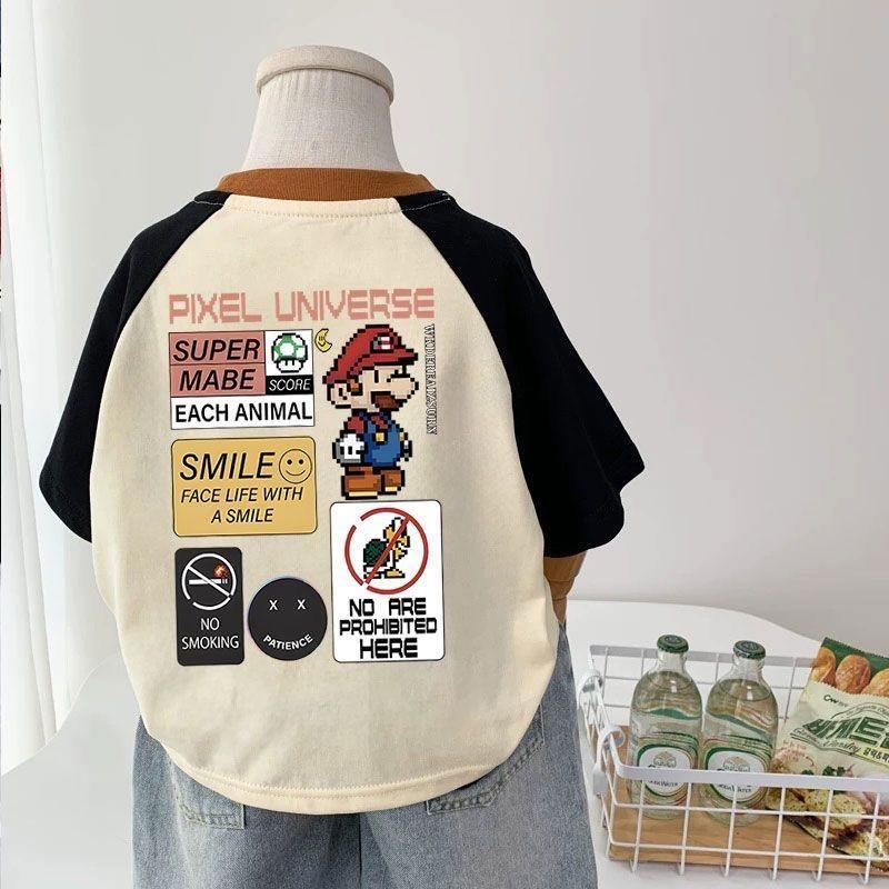 Kids 100 Percent Cotton Short Sleeve T Shirt Summer Cartoon Print Top For Boys And Girls Baby Comfortable Undershirt