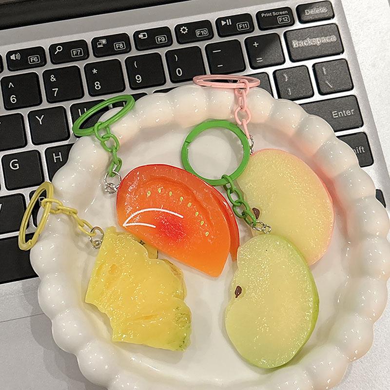 Cute Funny Keychains Summer Fruits Pendant Keyring Car Backpack School Bag Pendant For Student Friends Family Gifts