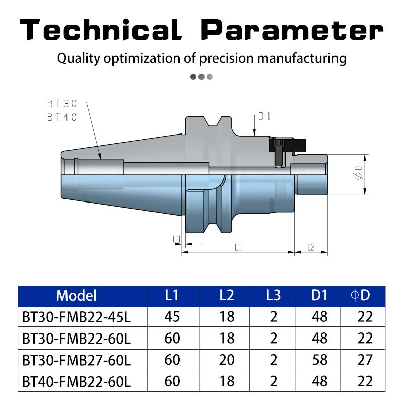Держатель инструмента CNC BT30/40 Станка с ЧПУ Соединительная штанга Фрезерный инструмент для обработки поверхностей Дисковый фрезерный держатель инструмента Высокоточный FMB22/27