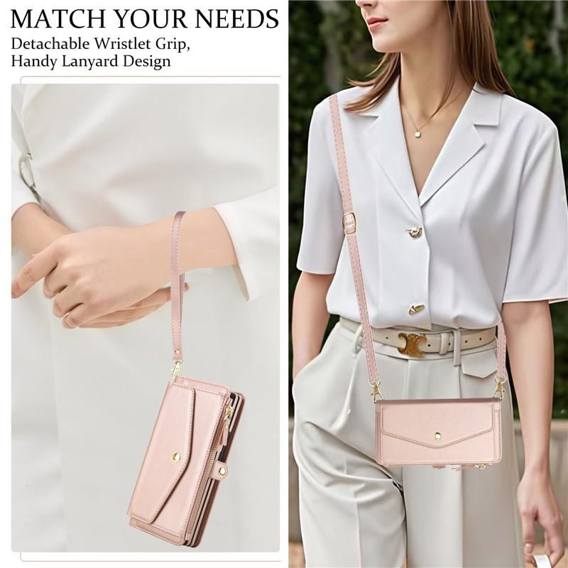 2 in 1 Removable Zipper Wallet Crossbody Case For Samsung Galaxy Z Fold 7 Z Fold 6 5 4 3 Magnetic Charging Luxury Leather Cover