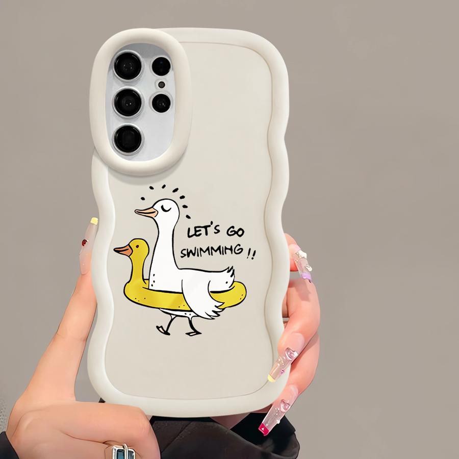 Мультяшная утка Мягкий чехол-бампер для телефона для Samsung Galaxy S20 FE A26 S23 Plus A25 S22 Ultra S25 S21 S24 A24 A35 A55 A54 A36 A34