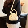 Trend Fashion Diamond Portable Bowling Bag Women 2025 New Casual Versatile Foreign Style Commuter Shoulder Messenger Bag
