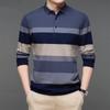 Мужская полосатая рубашка-поло с длинными рукавами, летняя модная повседневная дышащая футболка-поло, мужской брендовый топ с вышивкой