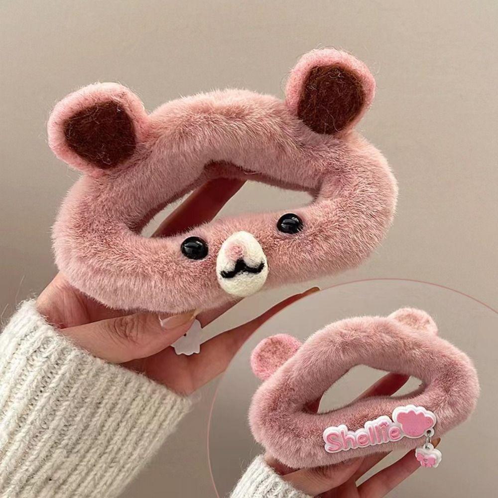 Acrylic Rabbit Ear Shark Clip Double Side Plush Bear Hair Clip Sweet Plush Cloud Hair Claw Party