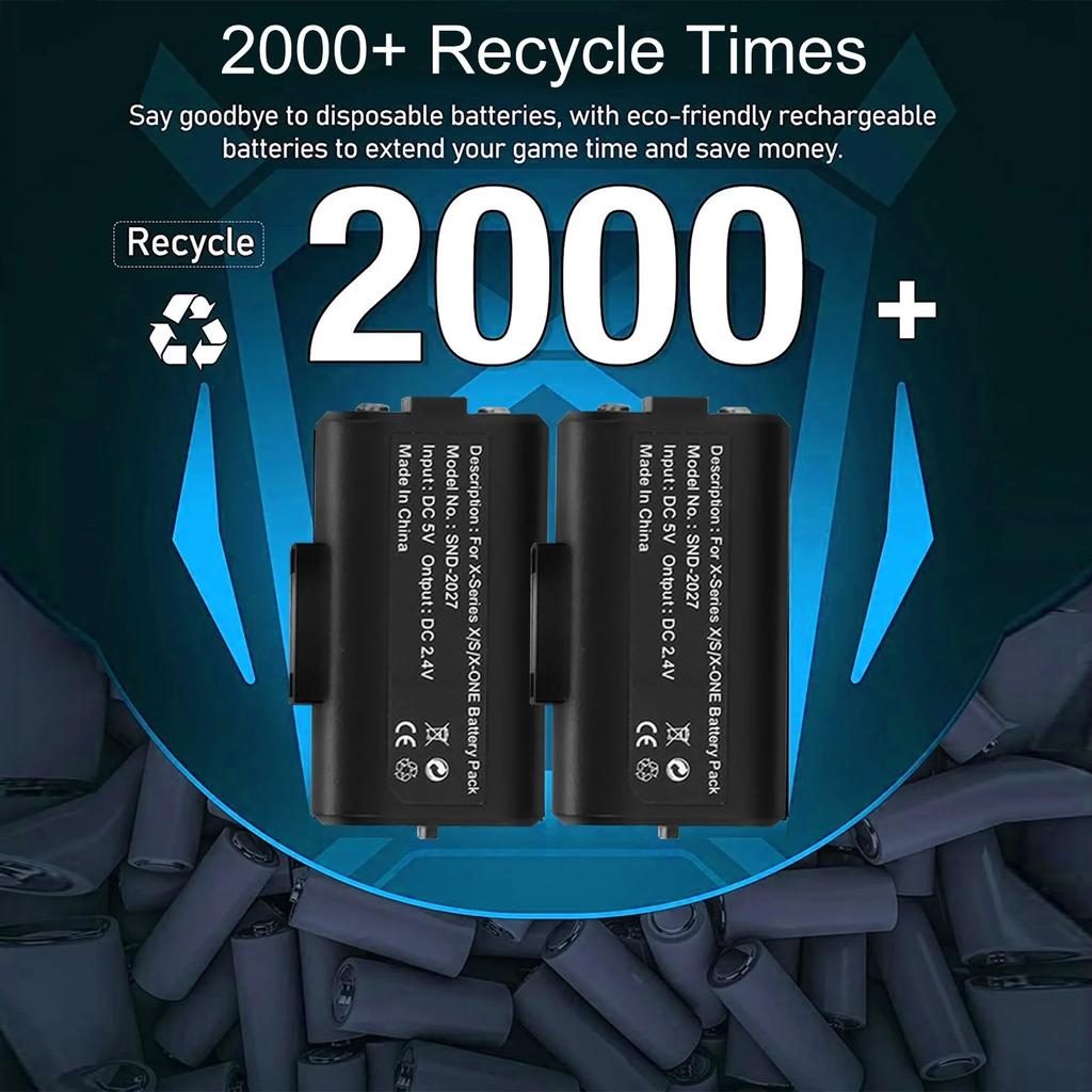 Charging Dock Fit for Xbox One/One S/X/Elite Controllers, Dual Controller Fast Charging Station with 2x1400mAh Rechargeable Battery Pack,Type-C Cable