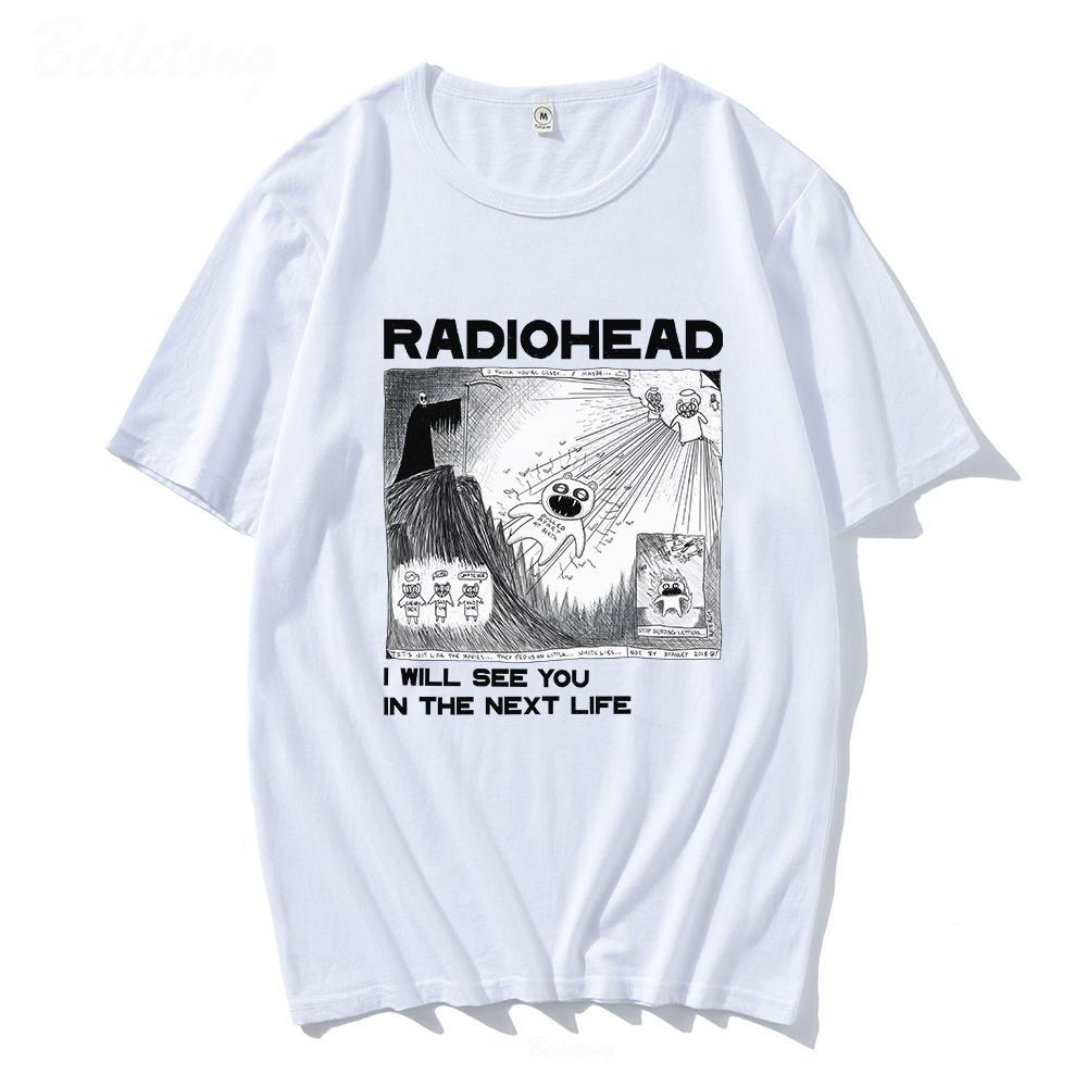 Футболка Radiohead Rock Band Vintage Hip Hop I Will See You In The Next Life унисекс для любителей музыки с принтом для мужчин и женщин футболки с коротким рукавом