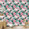 Wallpaper Fashionable pink flamingos and leaves for living room and bedroom 50x1000