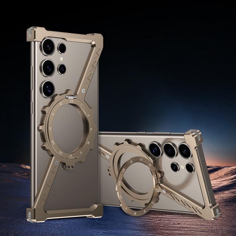 Z Shape Aluminum Alloy Frameless Magnetic Bracket Phone Case For Samsung S25 S24 Ultra S23 Ultra S22 Ultra Shockproof for Magsafe Cover